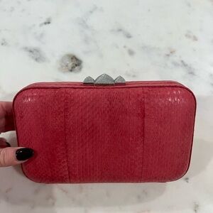 Rebecca minkoff pink stud clutch bag